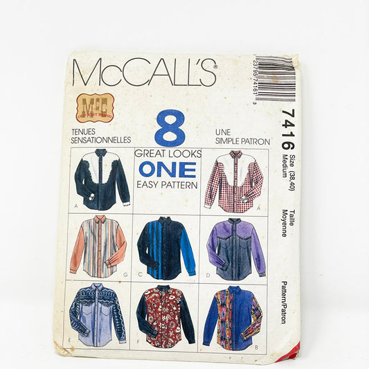 McCall's Western Shirt Pattern - 7416 - Medium