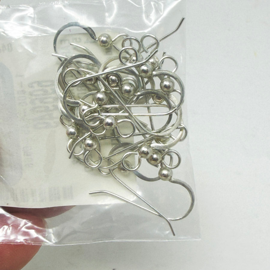 Rio Grande Earwire Argentium Hammered with Loop Bead (1)