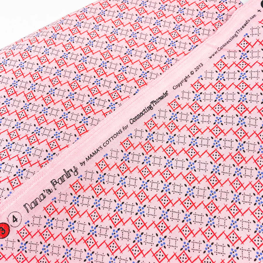 3 Yds x 45" Pink Nana's Party Cotton Fabric by Mama's Cottons