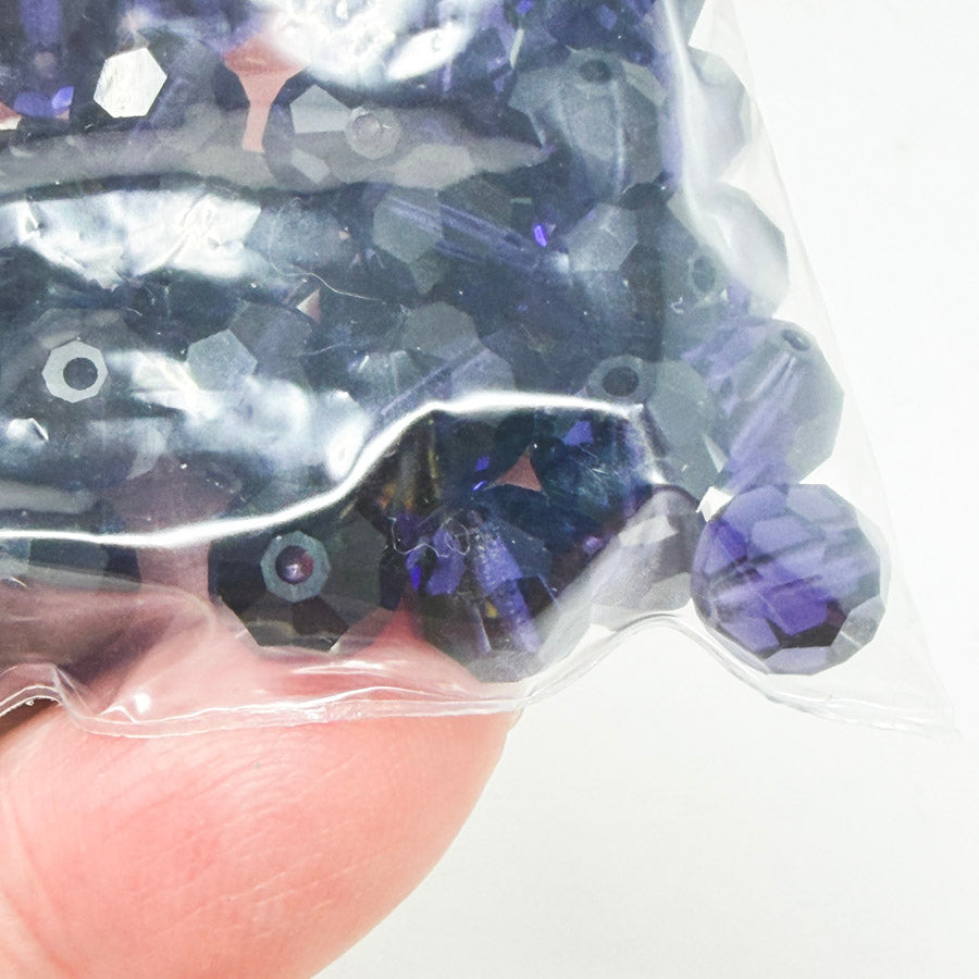 Purple Faceted Round Glass Beads