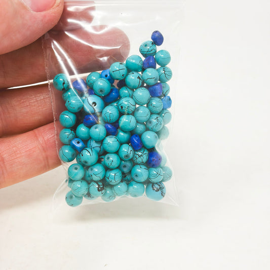 Turquoise Howlite & Blue Round Stone Beads