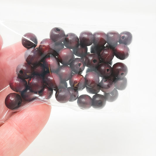 Burgundy Wooden Round Beads