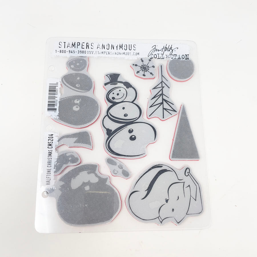 Tim Holtz Cling Mount Stamps: Halftone Christmas CMS204