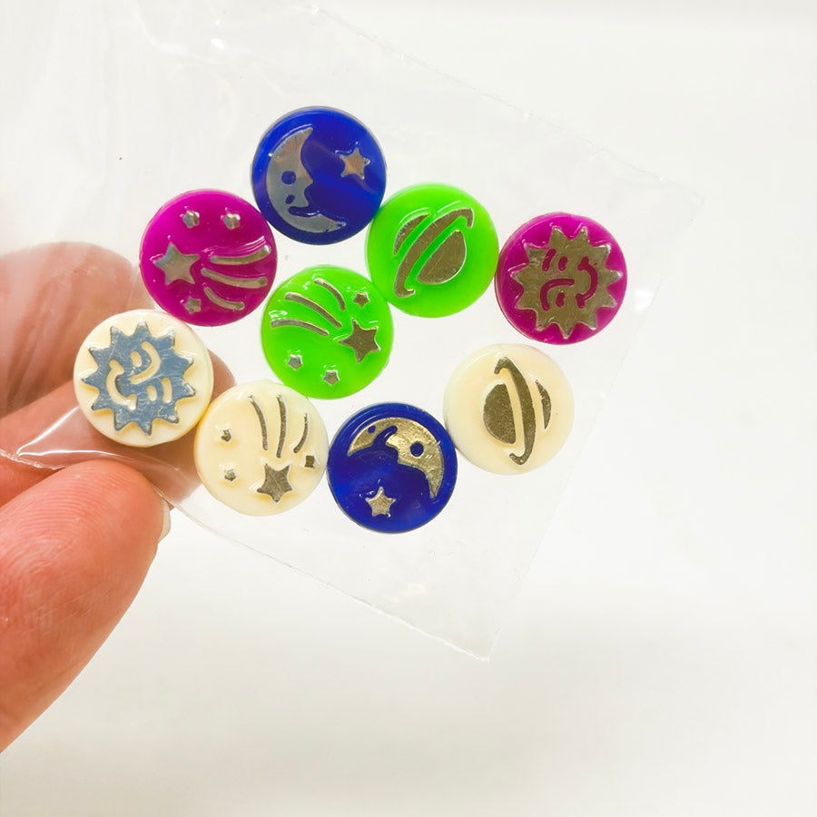 Retro Space-Themed Acrylic Beads