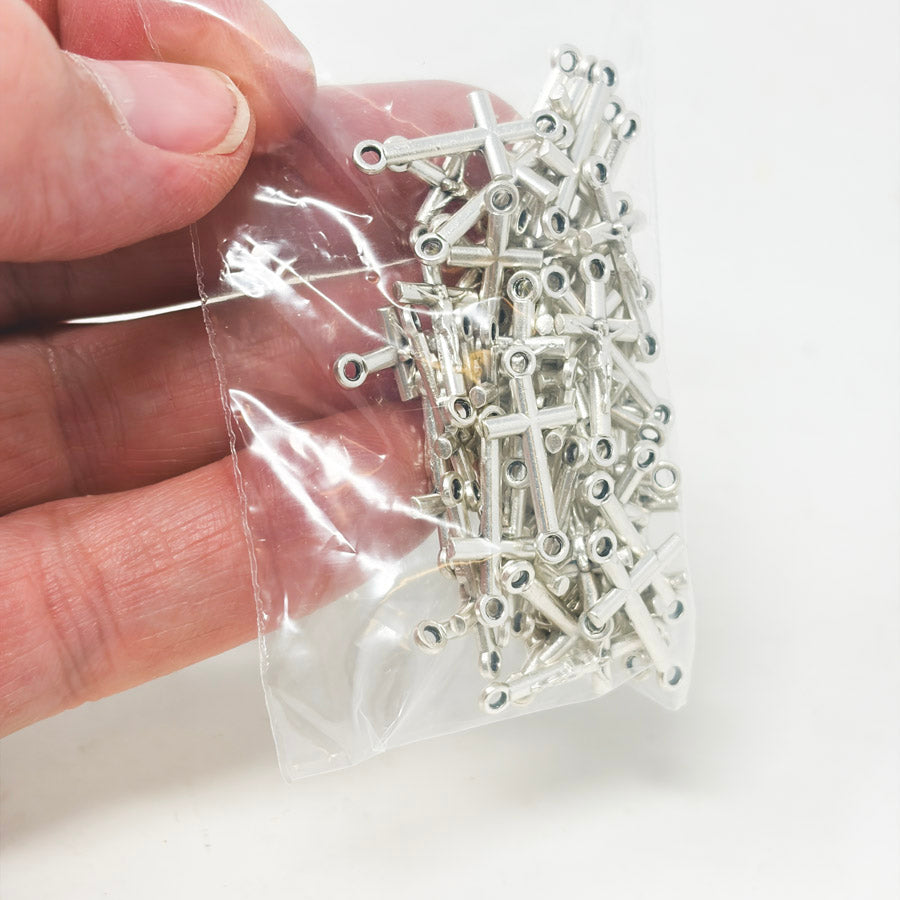 Metal Cross Charms with Loops