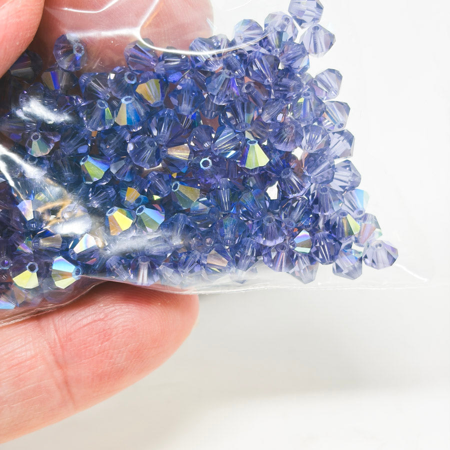 Tanzanite Swarovski 4-5mm Bicone Crystal Beads (1)