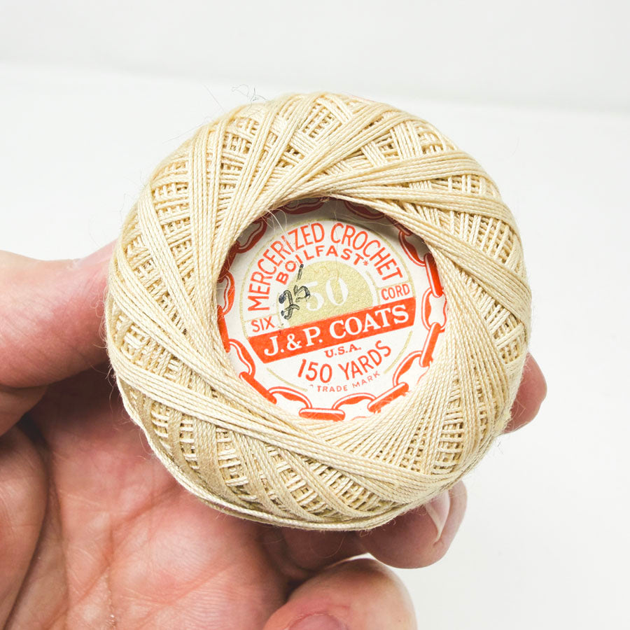 J&P Coats 50 Ecru Mercerized Crochet Yarn