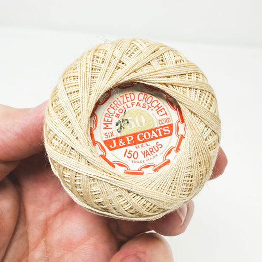 J&P Coats 50 Ecru Mercerized Crochet Yarn
