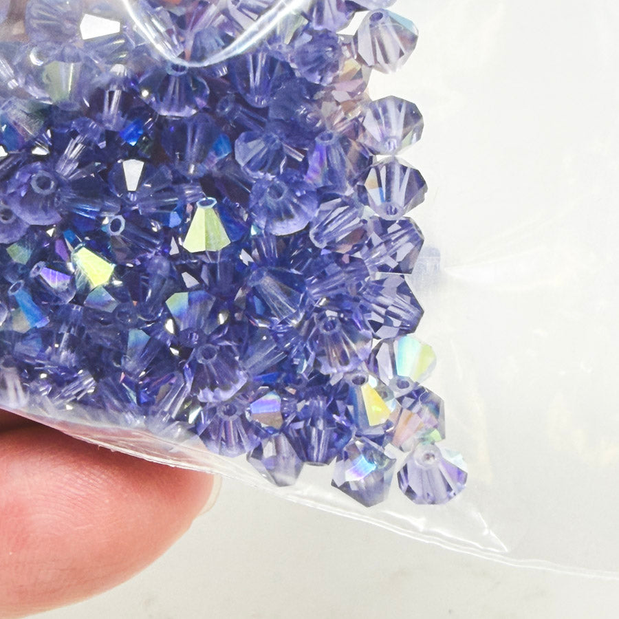 Tanzanite Swarovski 4-5mm Bicone Crystal Beads (1)