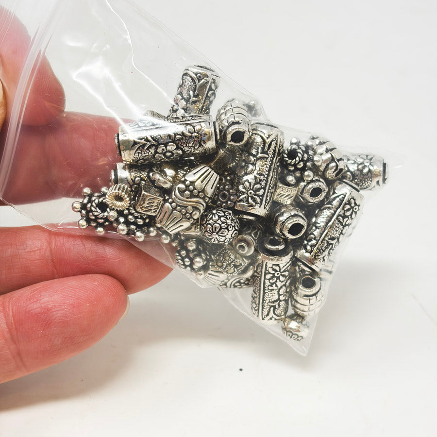 Silver-Tone Bali Style Spacer Bead Mix
