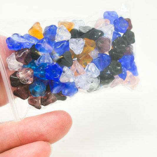 Czech-Style Pressed Glass Flower Beads – Mixed Colors