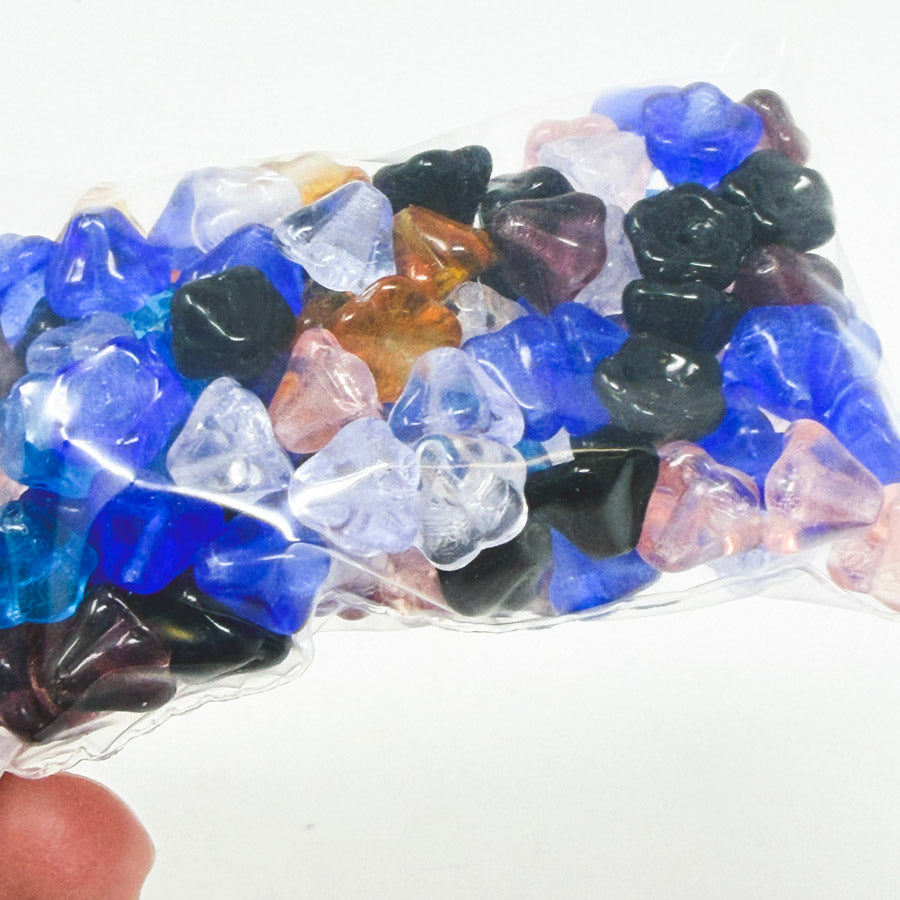 Czech-Style Pressed Glass Flower Beads – Mixed Colors