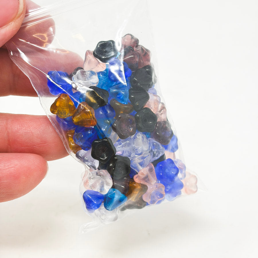 Czech-Style Pressed Glass Flower Beads – Mixed Colors