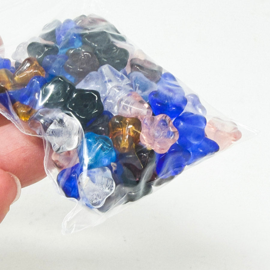 Czech-Style Pressed Glass Flower Beads – Mixed Colors