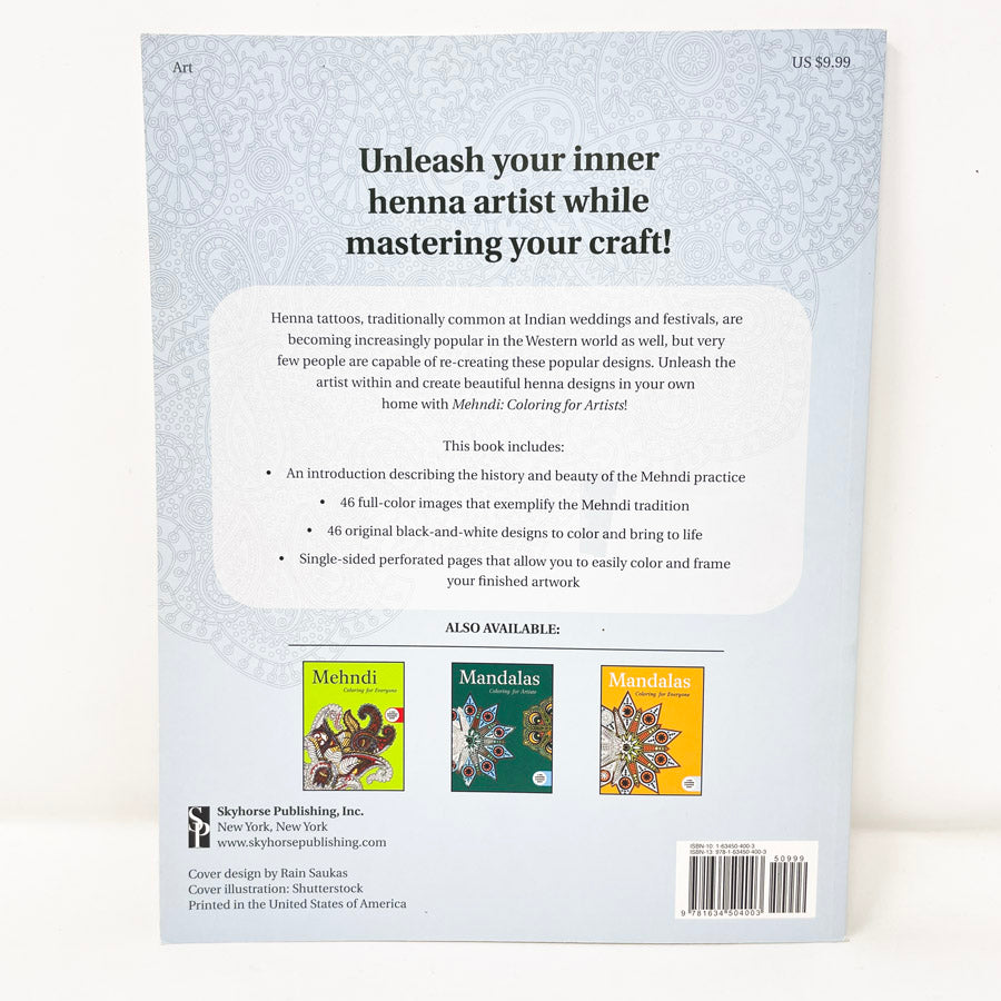 Mehndi Coloring for Artists Coloring Book