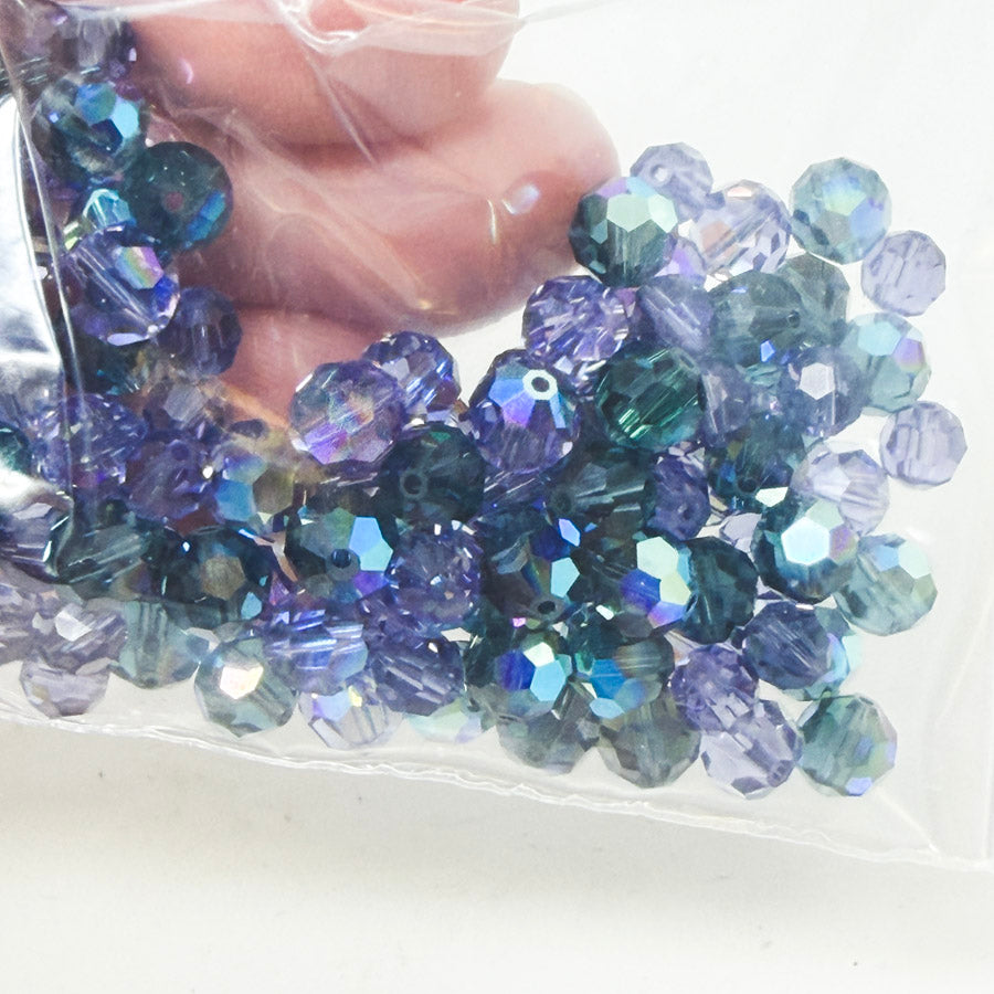 Blue & Teal Swarovski Round Faceted Crystal Beads