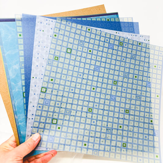 Blue/Green Asst Vellum Sheets 12"x12"
