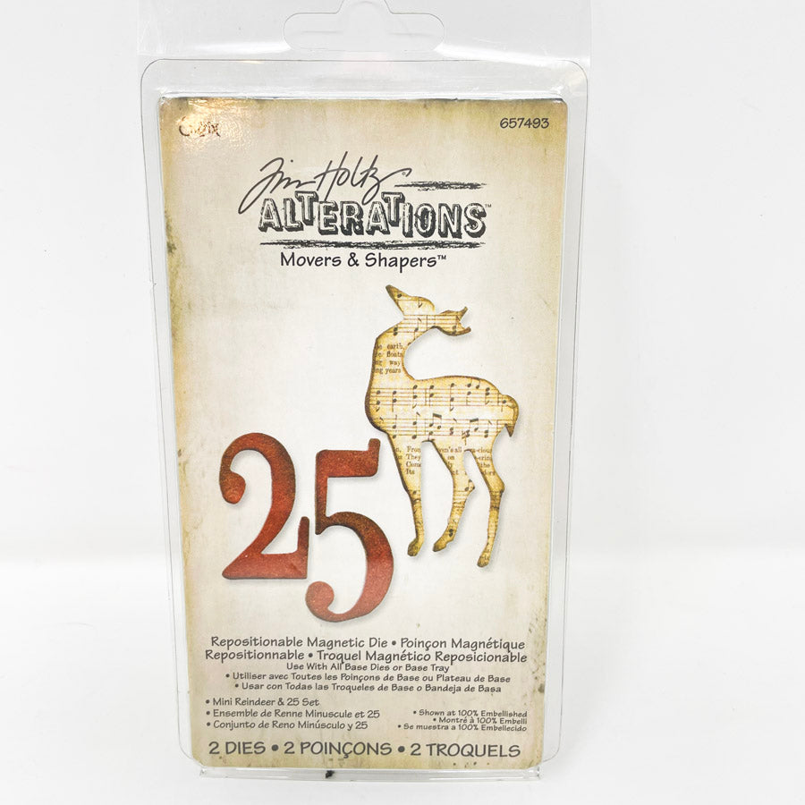 Tim Holtz Mini Reindeer & 25 Set Sizzix Magnetic Die Set