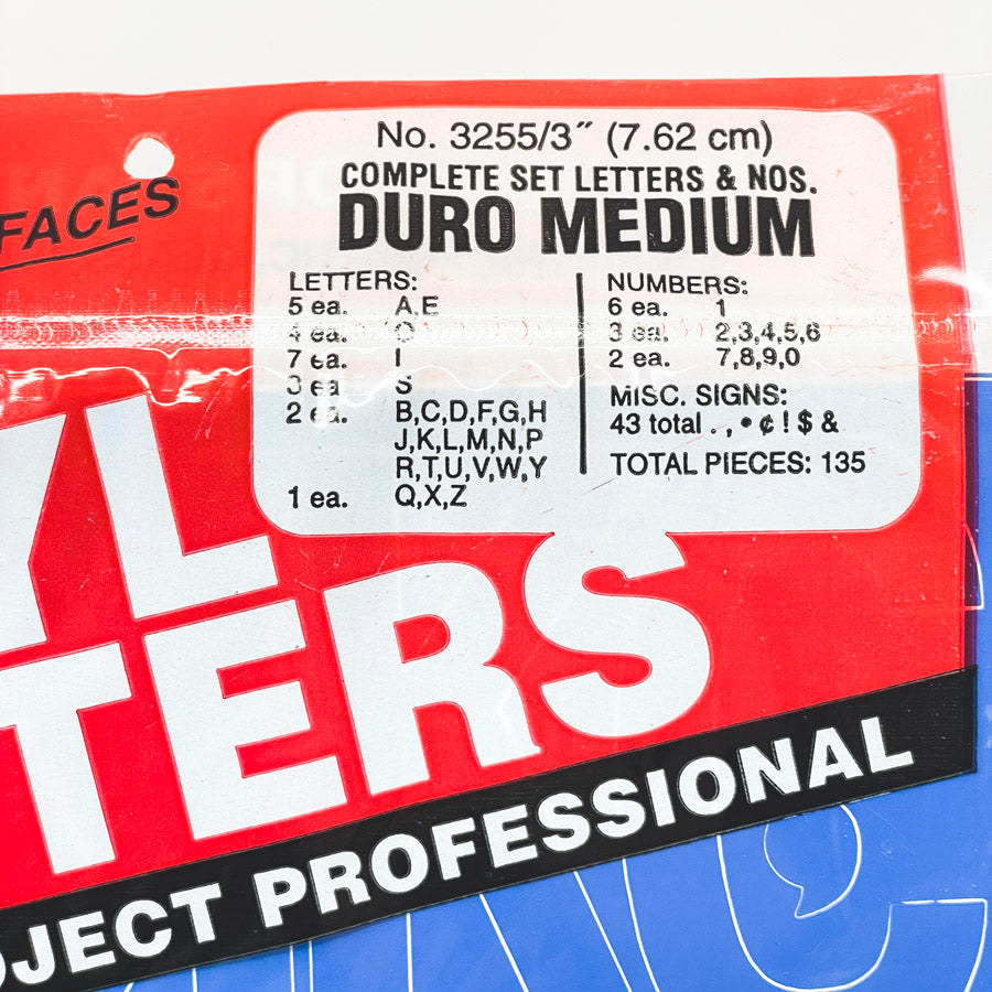 Duro Medium 3" Vinyl Letters No. 3255