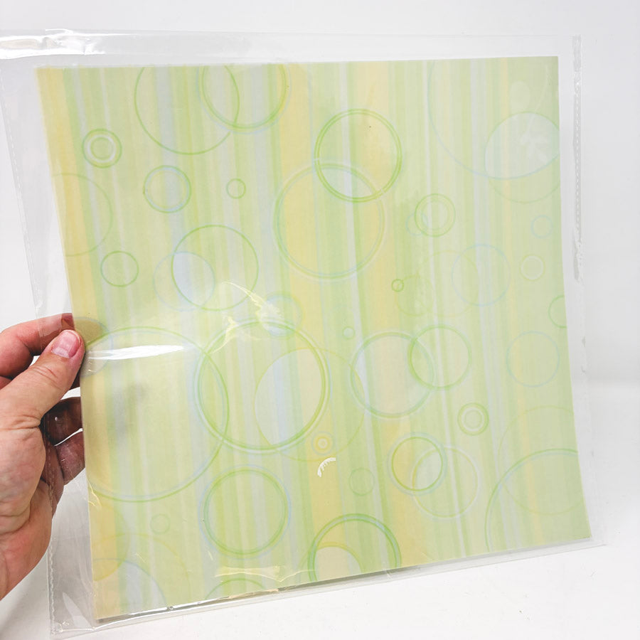 Yellow/Green Patterned Vellum Sheets 12"x12"