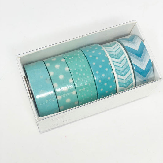 Blue Patterned Washi Tape Set of 6