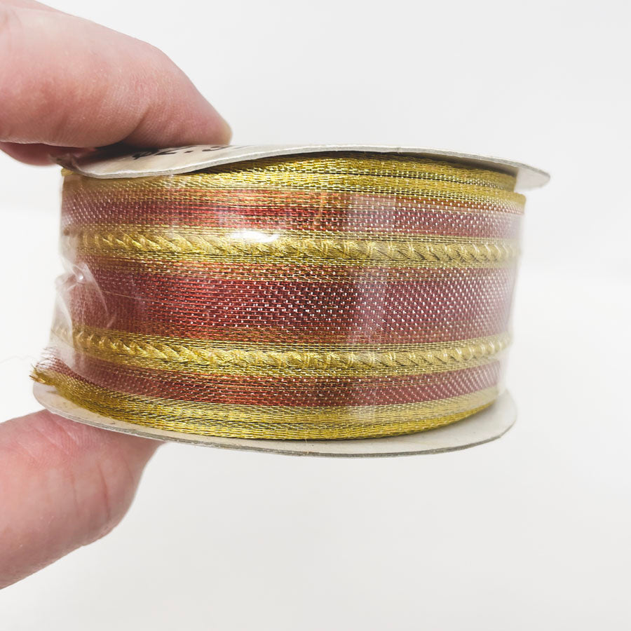 Wine & Gold Wrapping Ribbon