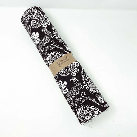 Prequilted Black Paisley Cotton