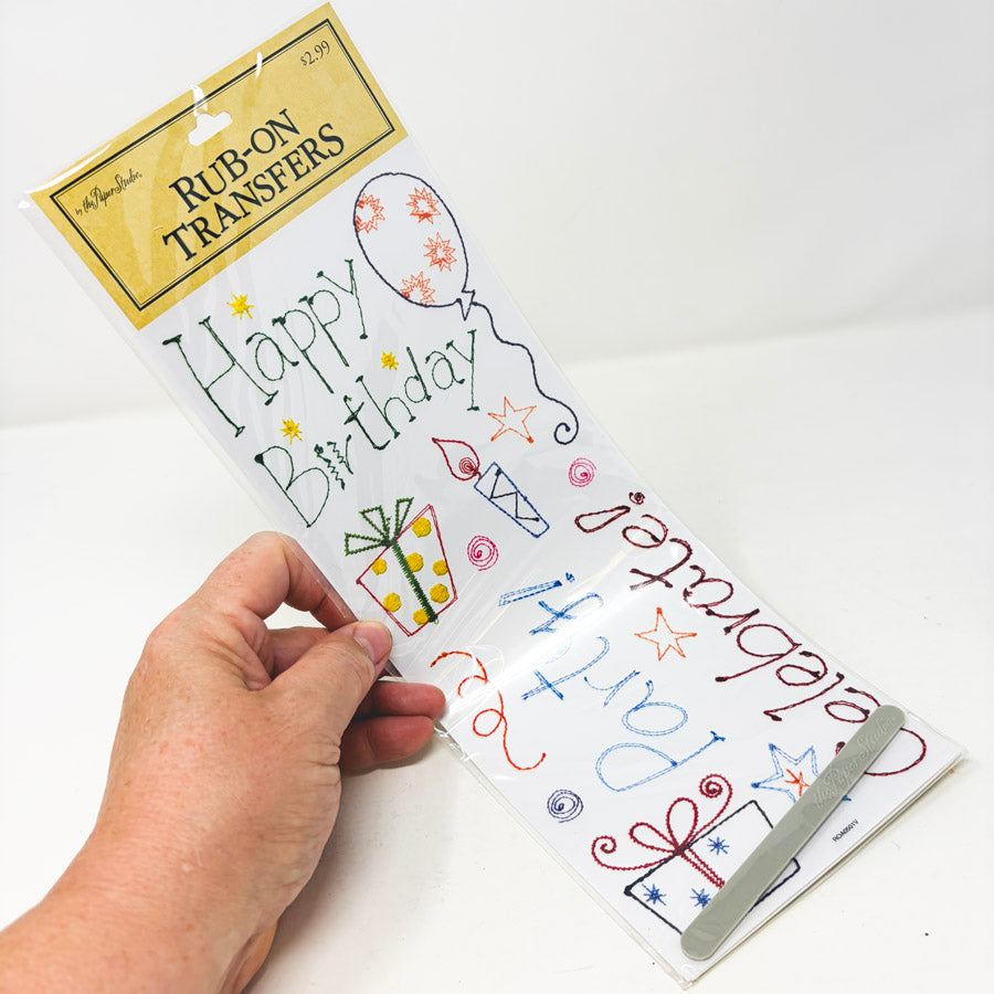 Paper Studio Rub-On Transfers – Happy Birthday
