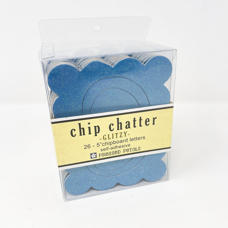 Chip Chatter Glitzy - Blue Chipboard Letters