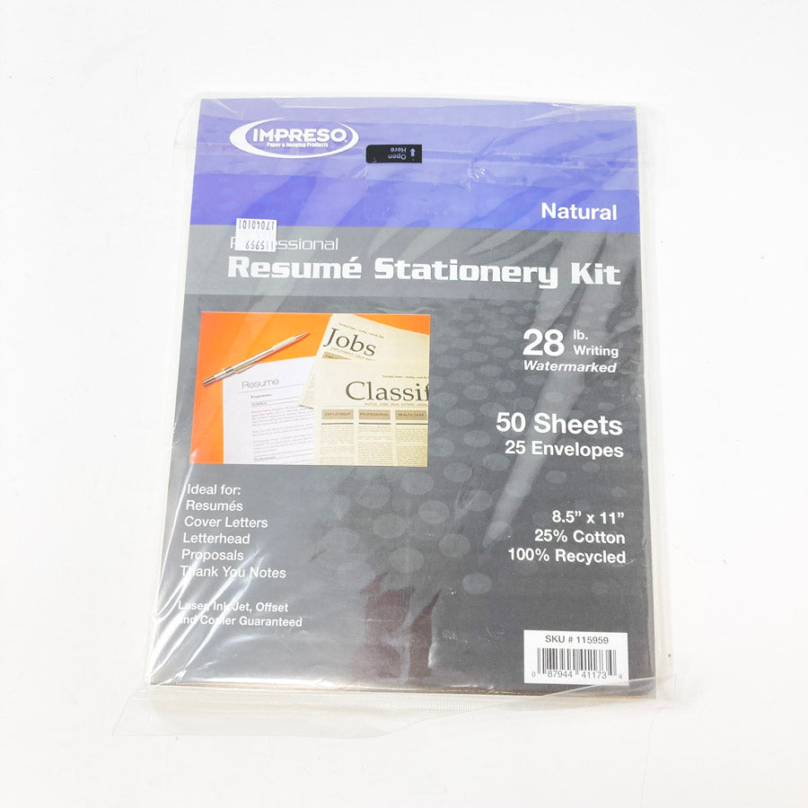 Impreso Natural Professional Resume Stationary Kit