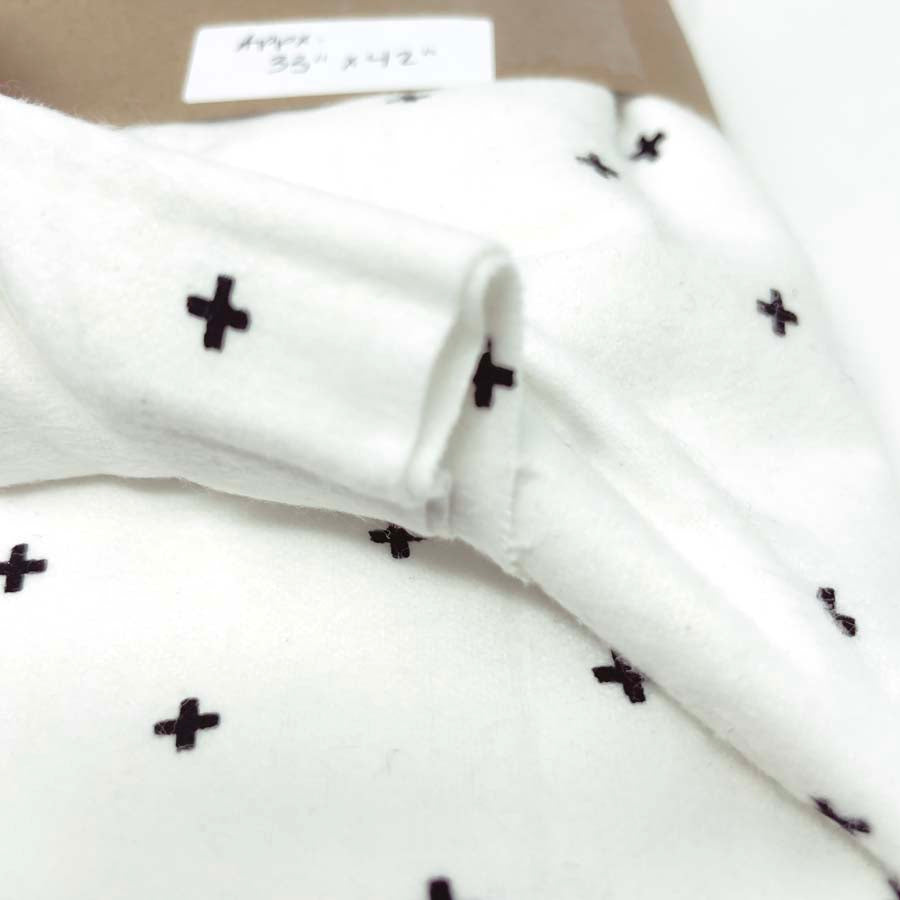 Crosses Black/White Flannel Fabric