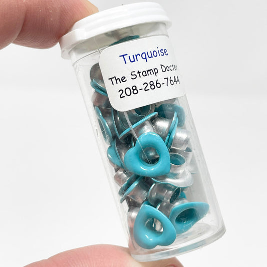 Turquoise Heart Eyelets - The Stamp Doctor
