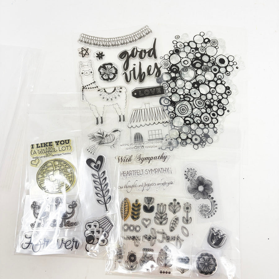 Assorted Good Vibes Themed Clear Stamp Sets
