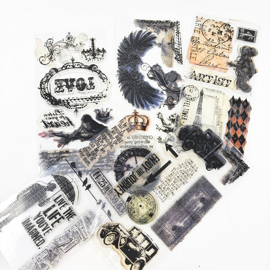 Assorted Vintage & Steampunk Themed Clear Stamp Sets