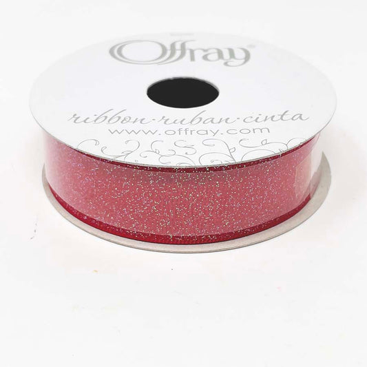 Offray Red Glitter Grosgrain Ribbon - 7/8"