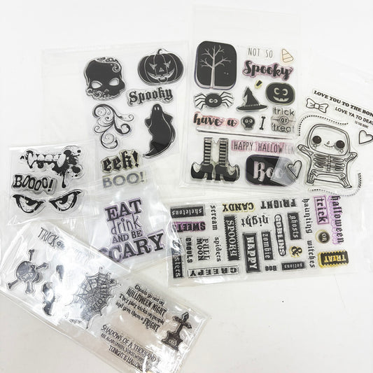 Assorted Halloween Themed Clear Stamp Sets