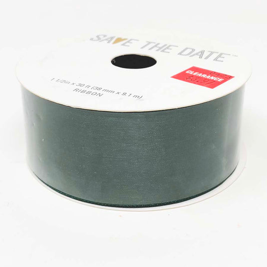 Save The Date Sheer Nylon Green Ribbon - 1.5"