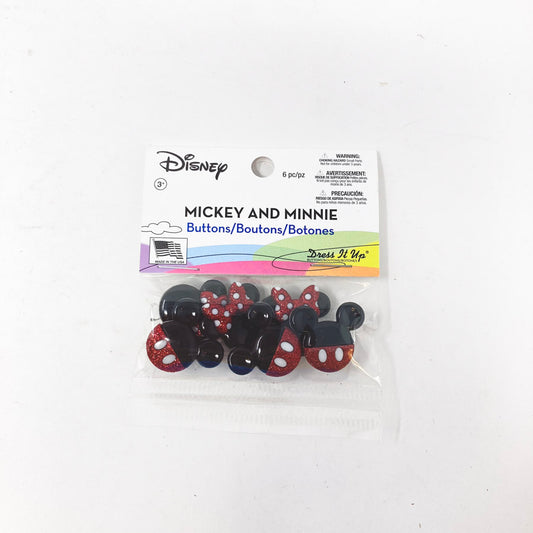 Dress It Up Mickey and Minnie Glitter Buttons