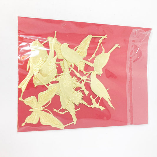 10 Gold Dresden Paper Foil Assorted Birds and Butterfies