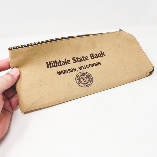 Vintage Hilldale State Bank Fabric Bank Bag