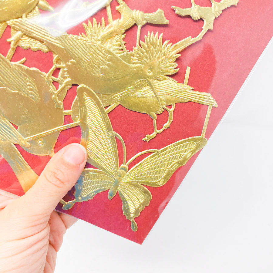 10 Gold Dresden Paper Foil Assorted Birds and Butterfies