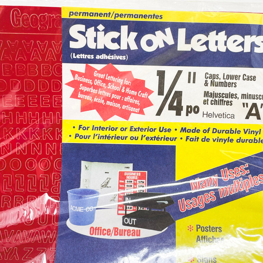 Headline Sign Permanent Stick On Letters 1/4" Red