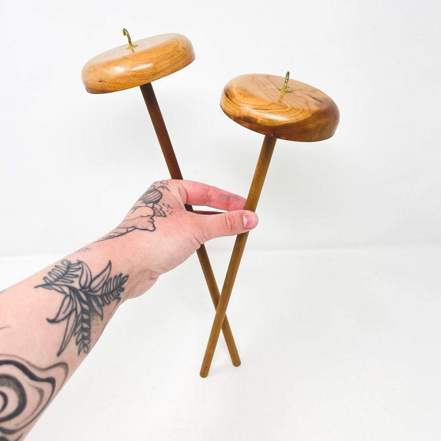 Hardwood Drop Spindle with Rounded Whorl / Medium Wood