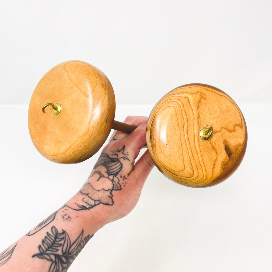 Hardwood Drop Spindle with Rounded Whorl / Medium Wood