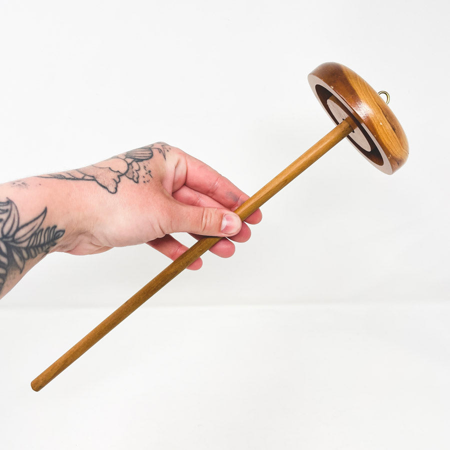 Hardwood Drop Spindle with Rounded Whorl / Medium Wood