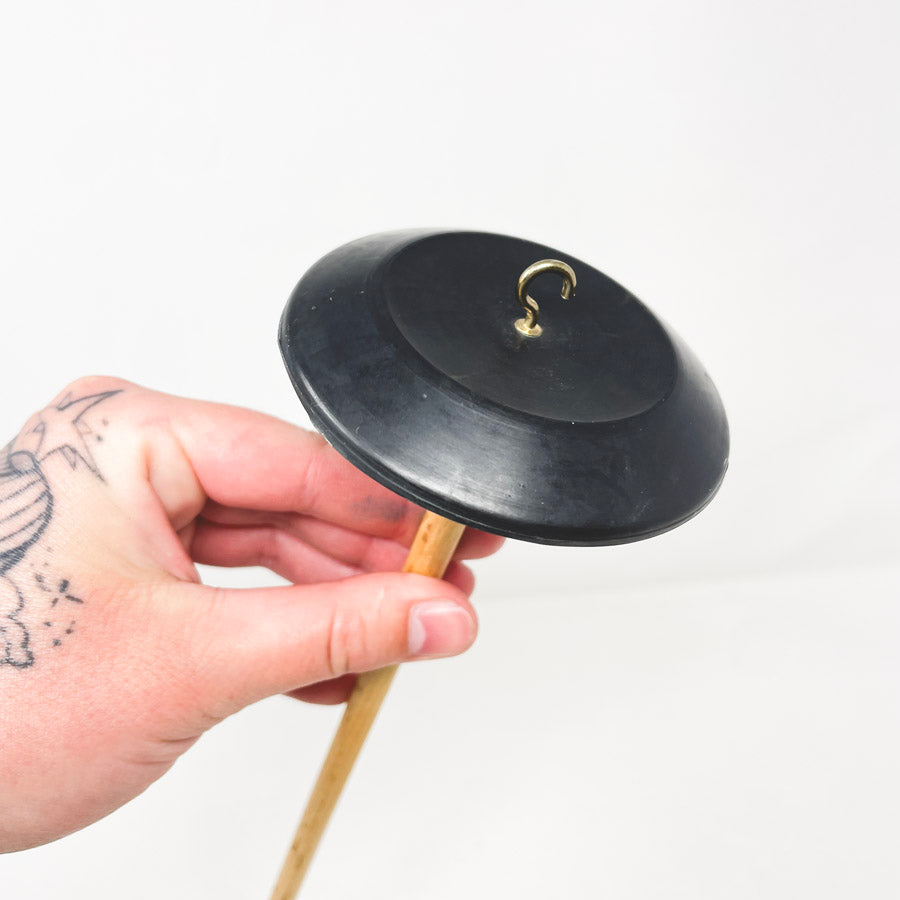 Wood Drop Spindle with Black Painted Whorl