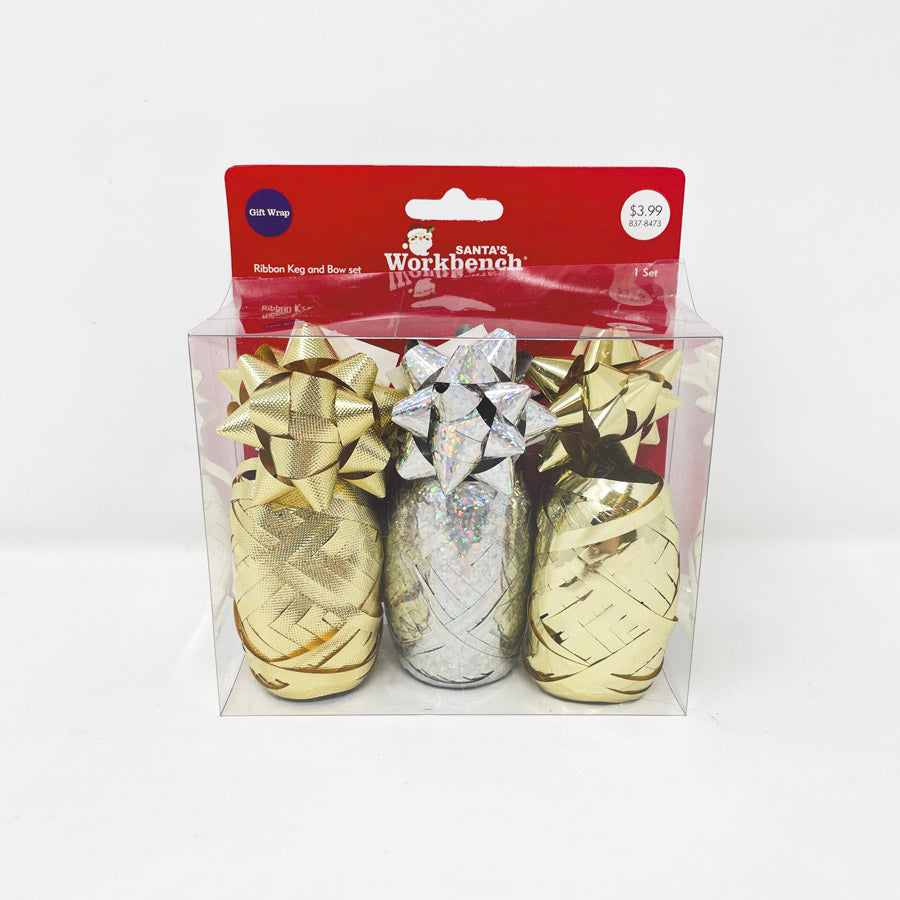 Santa's Workbench Ribbon Keg / Bow Set