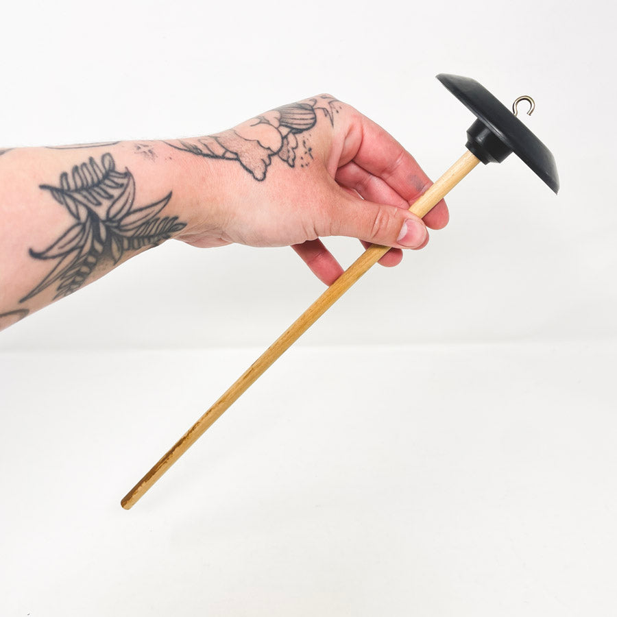 Wood Drop Spindle with Black Painted Whorl