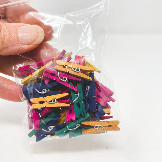 Bundle Small Colored Wood Clothespins