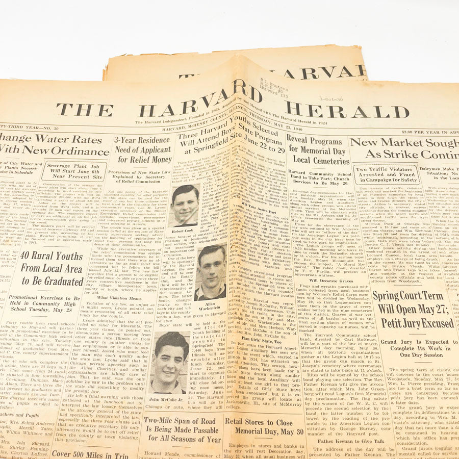 Vintage The Harvard Herald Newspapers